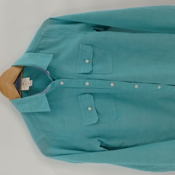 St John's Bay button down cotton blouse size small long sleeve collared green - Picture 2 of 8